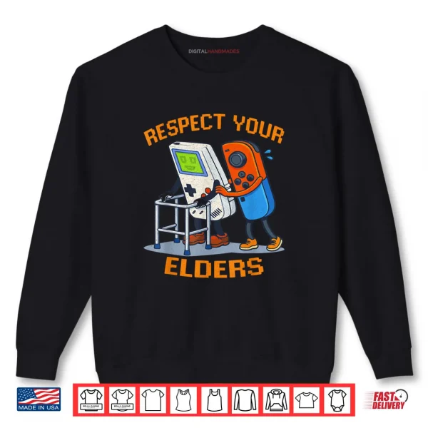 Sweatshirt Respect Your Elders Gaming Control 80s Retro Gamer Shirt