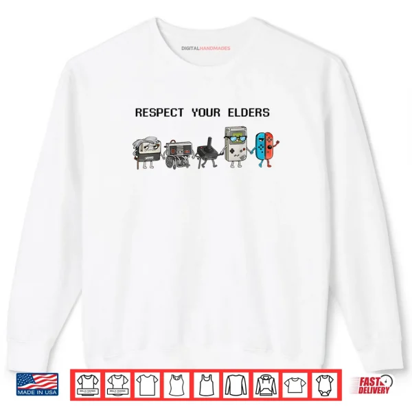Sweatshirt Respect Your Elders Retro Gaming Funny Gamer Controller 80s Shirt