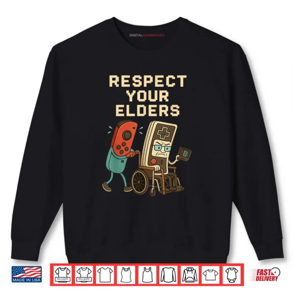 Sweatshirt Respect Your Elders Retro Gaming Funny Gamer Controller Shirt