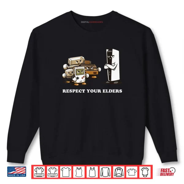 Sweatshirt Respect Your Elders T Retro 90s Gaming Shirt