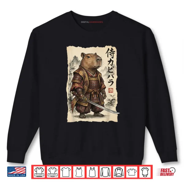 Sweatshirt Samurai Capybara Japanese Art Vintage Graphic Animal Shirt