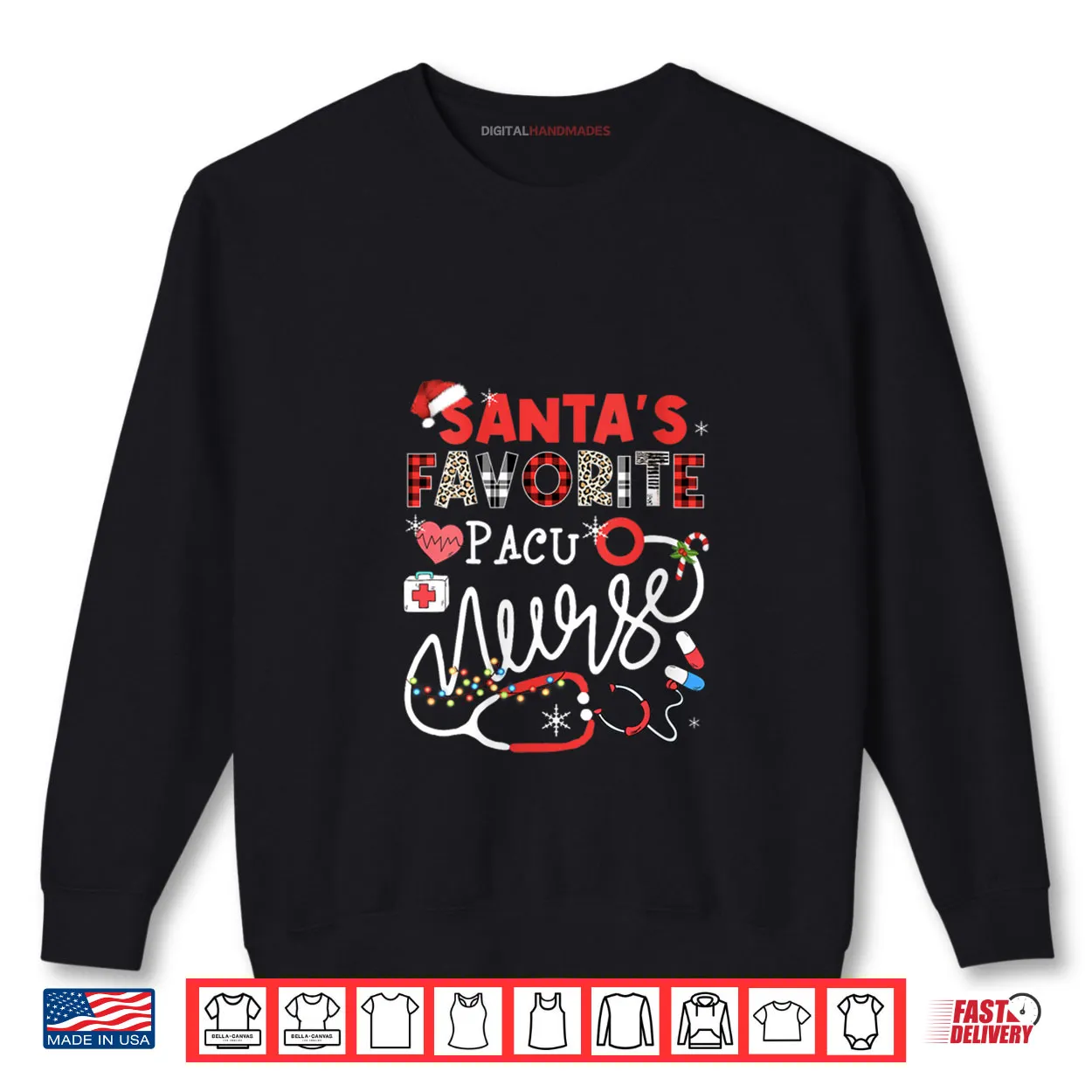 Santa’s Favorite Pacu Nurse Christmas Lights Leopard Shirt Santa’s Favorite Pacu Nurse Christmas Lights Leopard Shirt