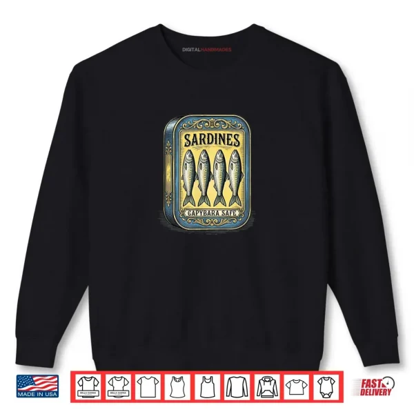 Sweatshirt Sardines Vintage Retro Canned Fish Parody Fun Capybara Safe Shirt
