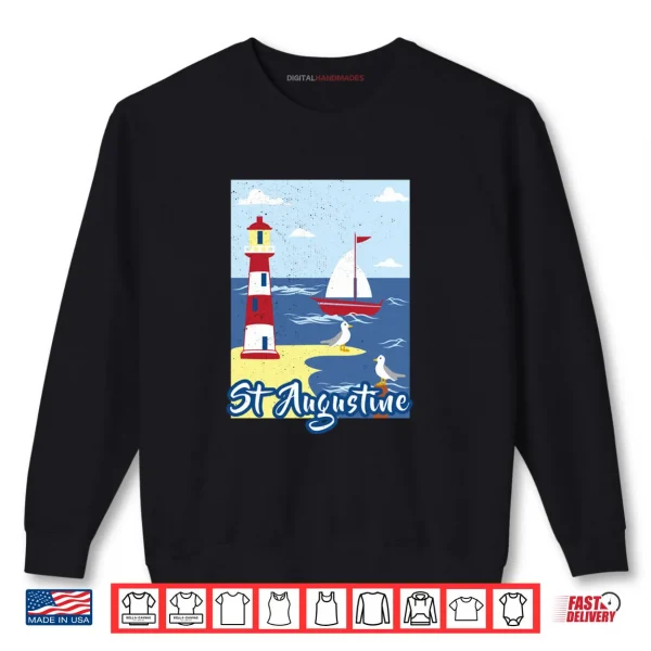 Sweatshirt St Augustine Lighthouse Florida Nautical Seagull Sailboat Shirt
