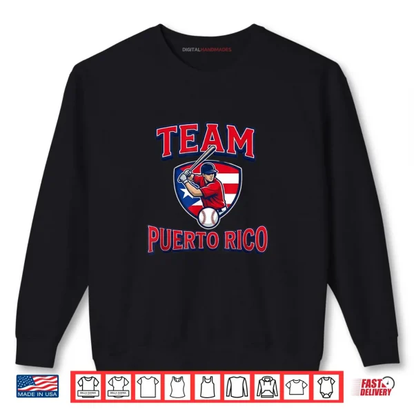 Sweatshirt Team Puerto Rico Baseball Flag Patriotic Shirt