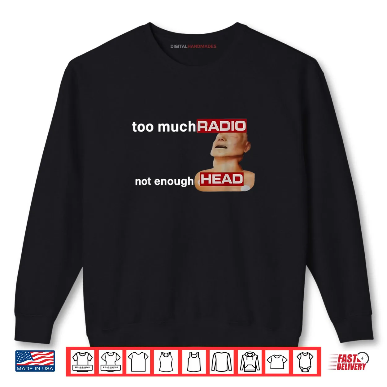 Too Much Radio Not Enough Head Funny 80’s Radio Head Meme Shirt Too Much Radio Not Enough Head Funny 80’s Radio Head Meme Shirt