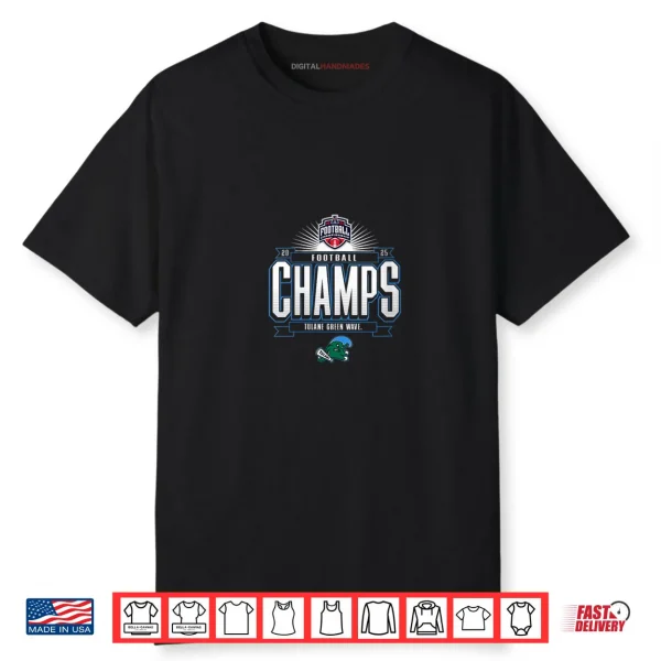 Tulane Green Wave AAC Champs 2025 Football Locker Room Shirt