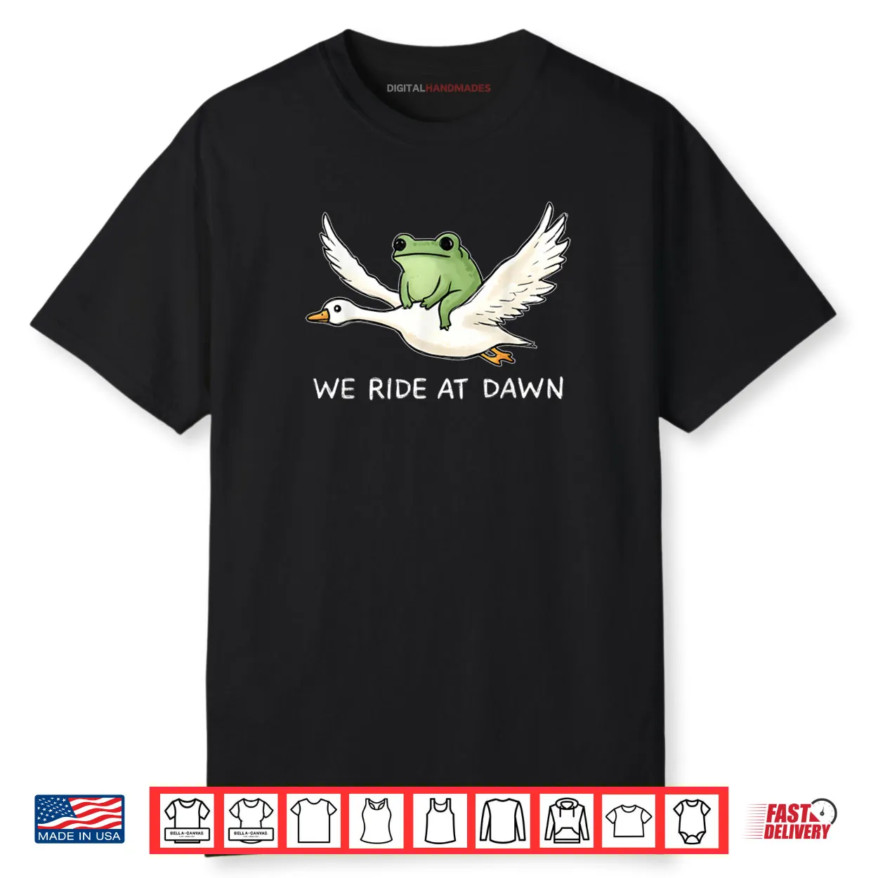 We Ride at Dawn Funny Frog Riding Goose Chaotic Animal Shirt We Ride at Dawn Funny Frog Riding Goose Chaotic Animal Shirt