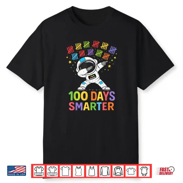 100 Days Smarter Astronaut Space 100th Day of School Boy Kid Shirt