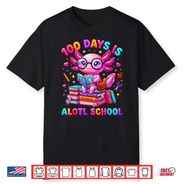100 Days is Alotl School Axolotl Girls 100 Days of School Shirt 1