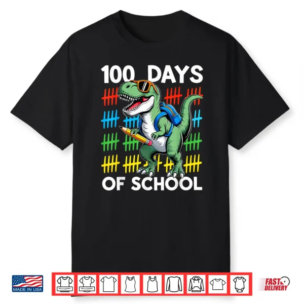 100 Days of School Dinosaur Boys Kids 100th Day of School Shirt