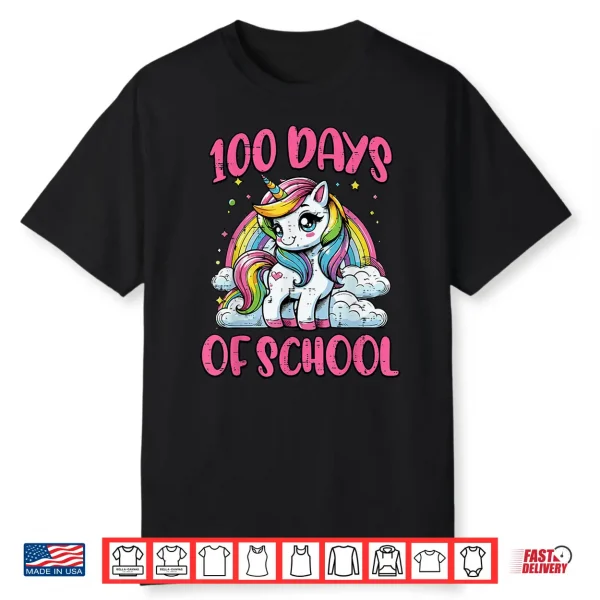 100 Days of School Unicorn Cute 100th Day Girls Kids Toddler Shirt