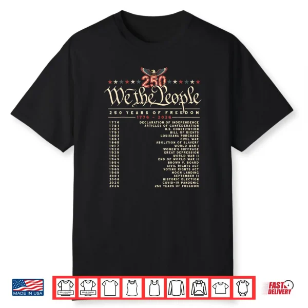 250 Year Timeline 1776–2026 Patriotic Historical Anniversary Shirt