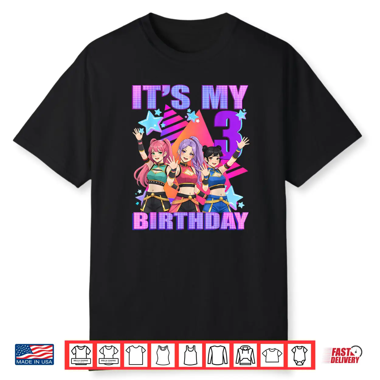 3 Years Old Birthday K pop Kids 3rd Birthday Girls K pop Shirt 3 Years Old Birthday K pop Kids 3rd Birthday Girls K pop Shirt