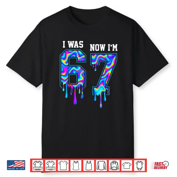 Blue Checkered I was 6 Now Im 7 Birthday Boy Bday Kids Shirt