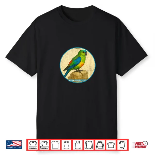 Colorful Retro Red rumped Parrot Bird Design Shirt