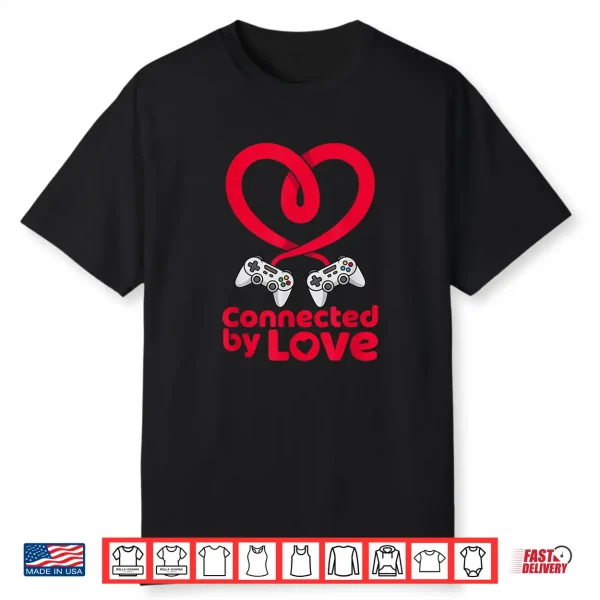 Connected By Love Bold Red Gamer Valentine Outfit For Couple Shirt