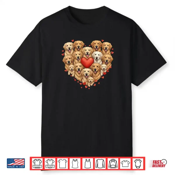 Cute Golden Retriever Heart Love Dog Pet Valentine Shirt