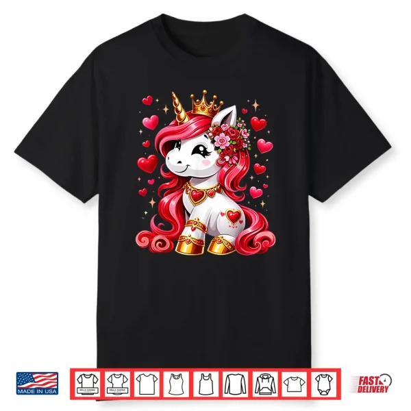 Cute Unicorn Heart Valentines Day Girls Kids Women Valentine Shirt