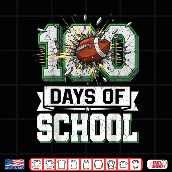 Design 100th Day of School Football 100 Days of School Boys Kids Shirt