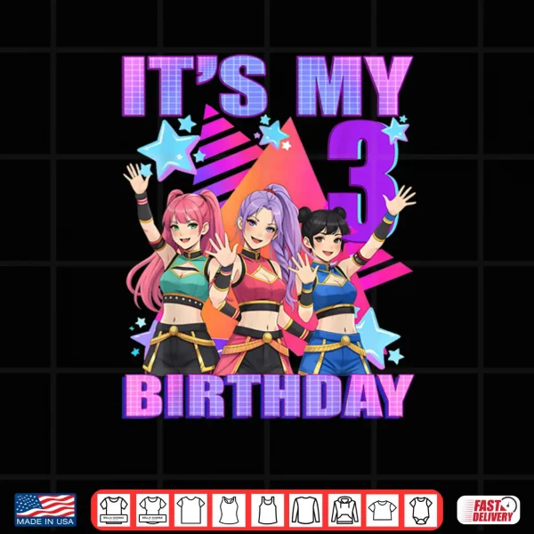 3 Years Old Birthday K pop Kids 3rd Birthday Girls K pop Shirt 4 Design 3 Years Old Birthday K pop Kids 3rd Birthday Girls K pop Shirt