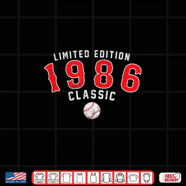 Design 40 Year Old 1986 Classic Baseball 40th Birthday Shirt