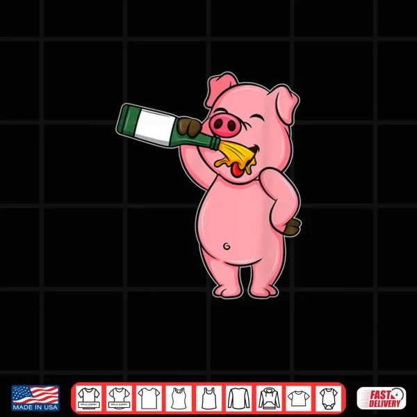 Design Beer Day Pig Shirt Alcohol Drink Party Wine Shirt