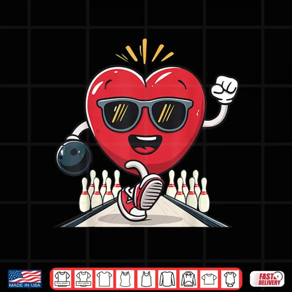 Design Bowling Heart Bowler Team Coach Valentines Day Sunglasses Shirt