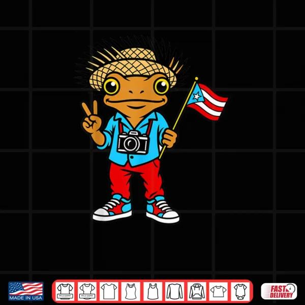 Design Coqui Frog Puerto Rico Flag Taino Boricua Shirt
