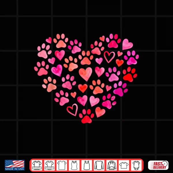 Design Cute Dog Lover Heart Paw Valentine Pet Owner Shirt