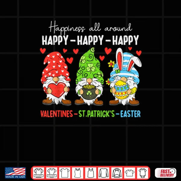 Cute Gnome Happy Valentines St Patricks Easter Holiday Shirt 4 Design Cute Gnome Happy Valentines St Patricks Easter Holiday Shirt
