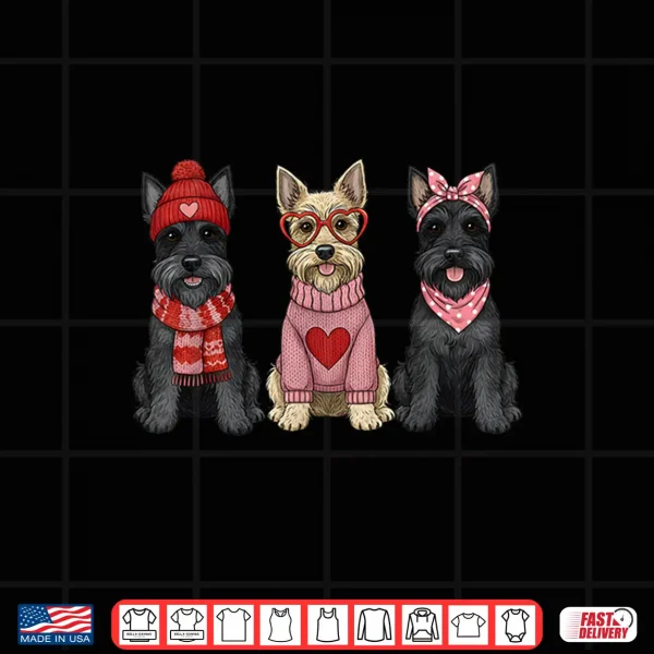 Design Cute Scottish Terrier Valentine Scottie Dog Shirt