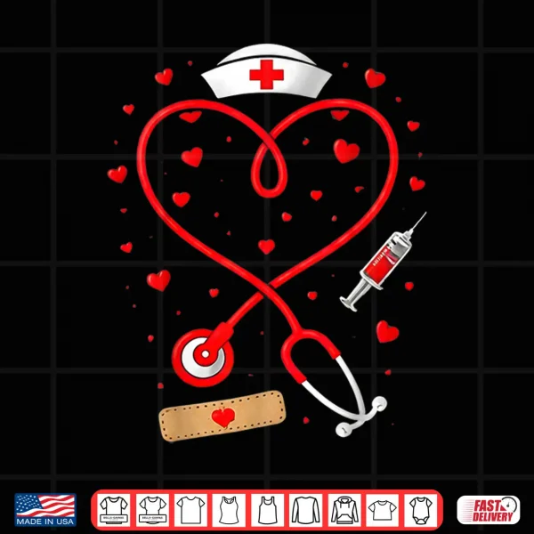 Design Cute Stethoscope Heart Design for Nurse Valentine Days Nurse Shirt