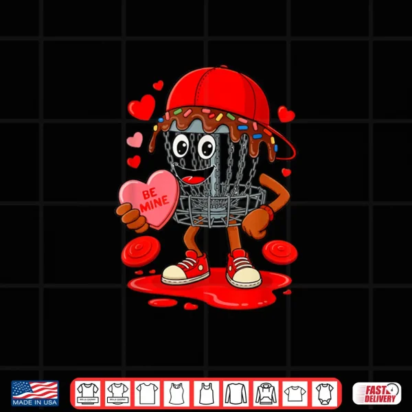 Design Disc Golf Equipment Player Valentine Hearts Costume Dripped Shirt