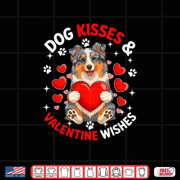 Design Dog Kisses and Valentine Wishes Cute Aussie Owner Kids Shirt
