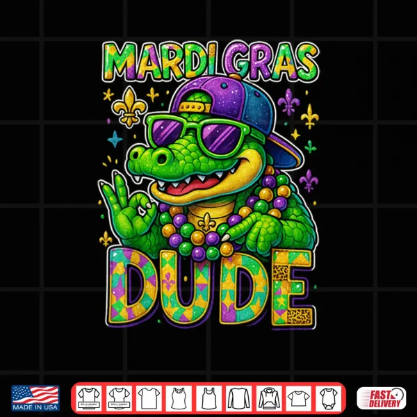 Design Dude Alligator Louisiana Festival New Orleans Mardi Gras Shirt