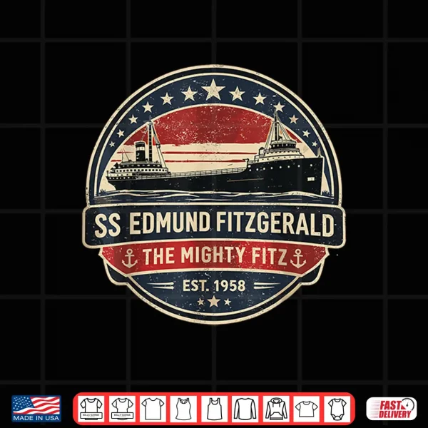 Design Edmund Fitzgerald Vintage Nautical Ship Badge Design Shirt
