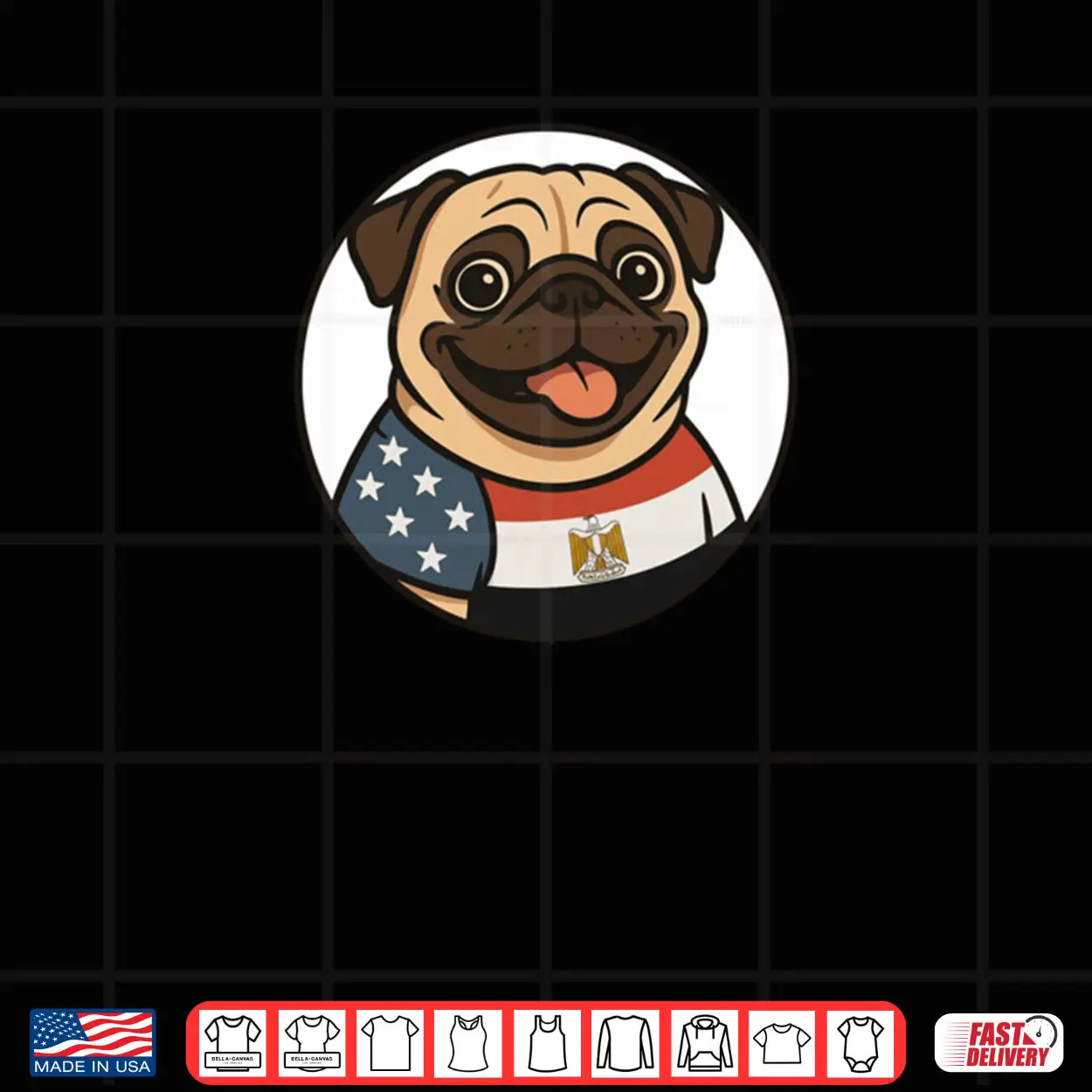 Egypt Flag Pug Funny Egyptian Shirt Egypt Flag Pug Funny Egyptian Shirt