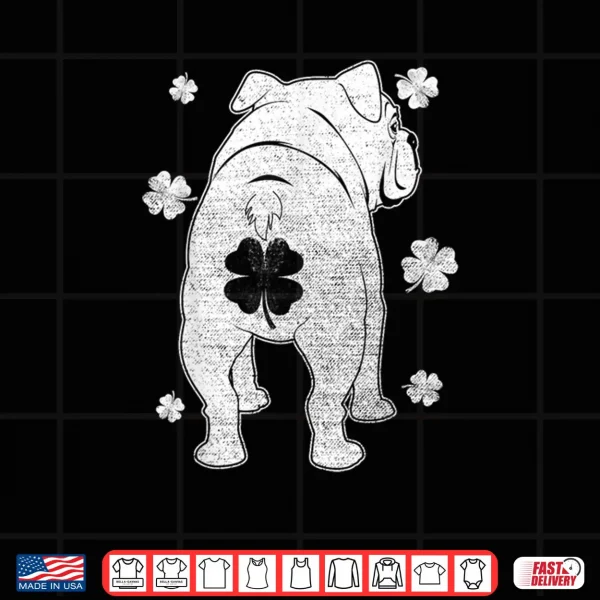 Design English Bulldog Dog Silhouette Shamrock St Patricks Day Shirt