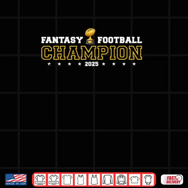 Fantasy Football Champion 2025 Shield Trophy Emblem Shirt 4 Design Fantasy Football Champion 2025 Shield Trophy Emblem Shirt