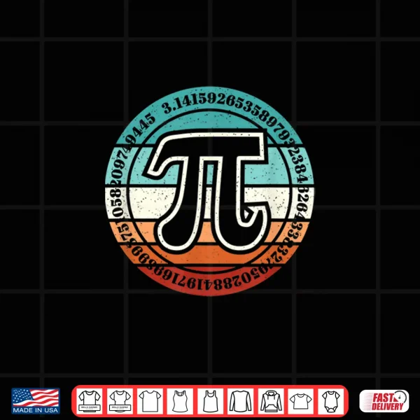 Design Funny Pi Day Retro Pi Symbol Math Teacher Nerd Geek 3.14 Shirt