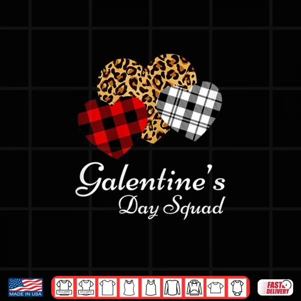 Design Galentines Day Squad Valentines Hearts Love Leopard Plaid Shirt