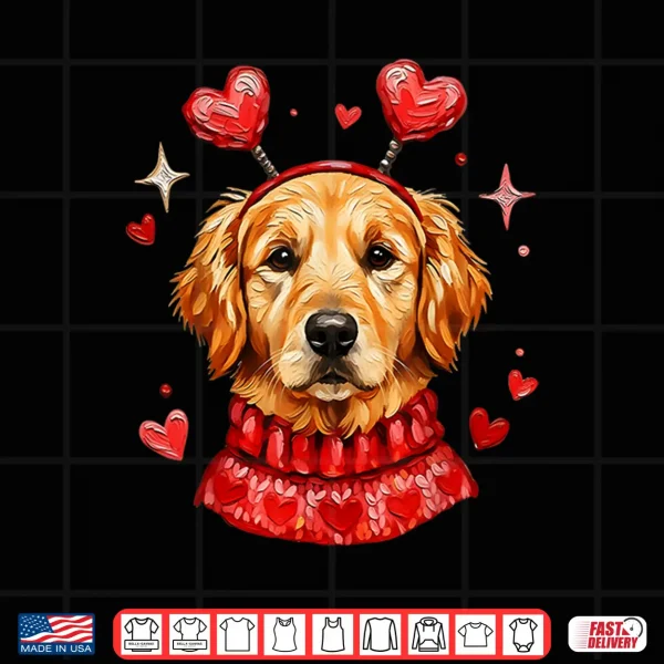 Design Golden Retriever Valentine Cute Heart Dog Mom Dad Dog Lover Shirt
