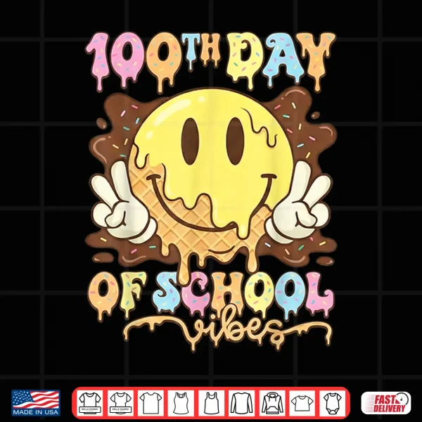 Design Happy 100 Days 100th Day of School Vibes Gifts Kids Teacher Shirt