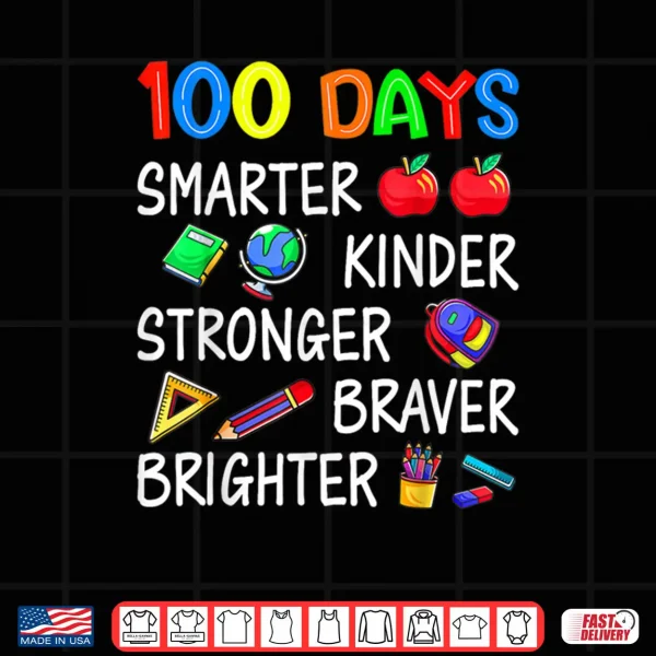 Happy 100 Days of School 100th Day of School Kids Boys Girls Shirt 4 Design Happy 100 Days of School 100th Day of School Kids Boys Girls Shirt 1