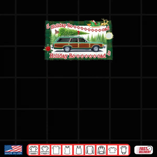 Design Holiday Road Retro Christmas Tree Station Wagon Shirt