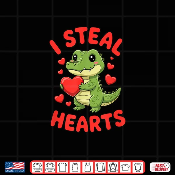 Design I Steal Hearts Valentines Day Alligator Shirt