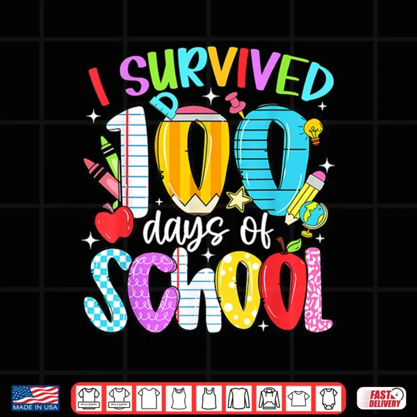 Design I Survived 100 Days of School 100 Days Smarter Teacher Shirt