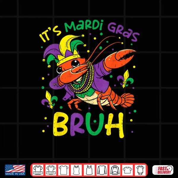 Design Its Mardi Gras Bruh Crayfish Dab Jester Beads Shirt