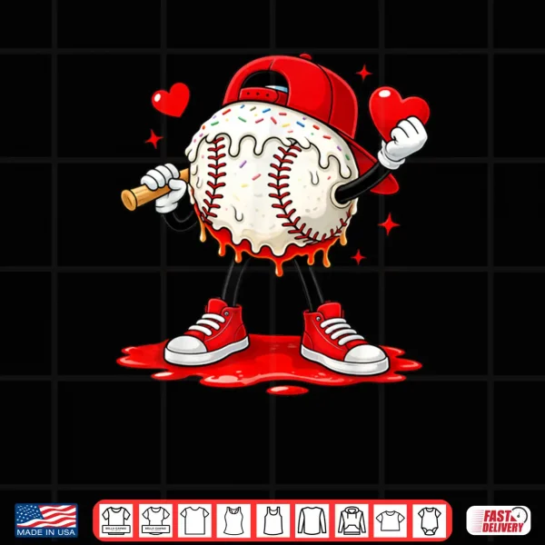 Design Kids Valentine Baseball Boys Valentines Day Tee Shirt